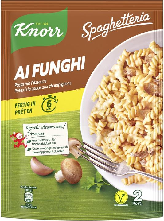 Image du produit Knorr Spaghetteria Ai Funghi Pasta avec sauce aux champignons, sachet pâtes avec sauce crémeuse (218 g)