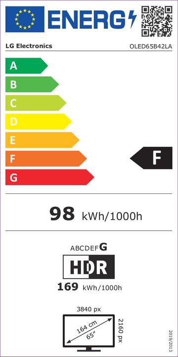 Energy Label LG TV OLED65B42LA (2024) (65", B4, OLED, 4K, 2024)