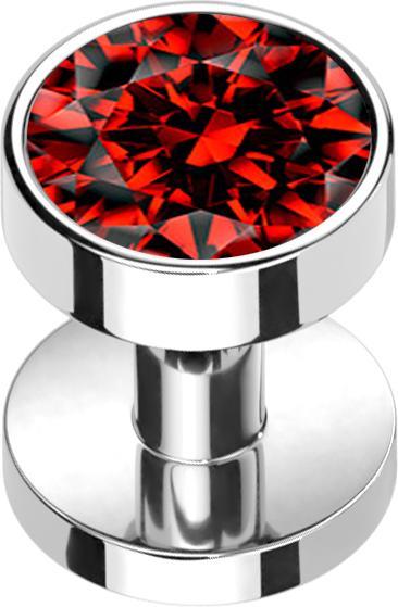 Star Piercing Skin Diver silber mit Kristall rot (ohne Messing, Titan G23)