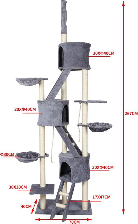 Produktbild Wiltec Kratzbaum (270 cm, Hellgrau)