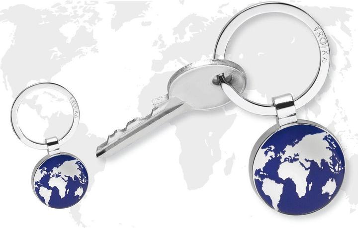 Actual product image Troika AROUND THE WORLD Key ring world map round, glossy grey/blue