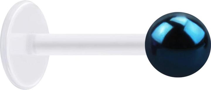 Image du produit Star Piercing Micro Labret transparent avec boule bleu foncé (sans laiton, Acier chirurgical 316L, Bioflex)
