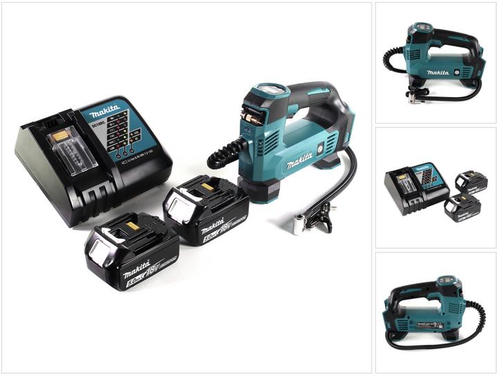 Actual product image Makita DMP 180 RT Battery compressor 18 V 8.3 bar + 2x battery 5.0 Ah + charger (8.30 bar, 12 l)