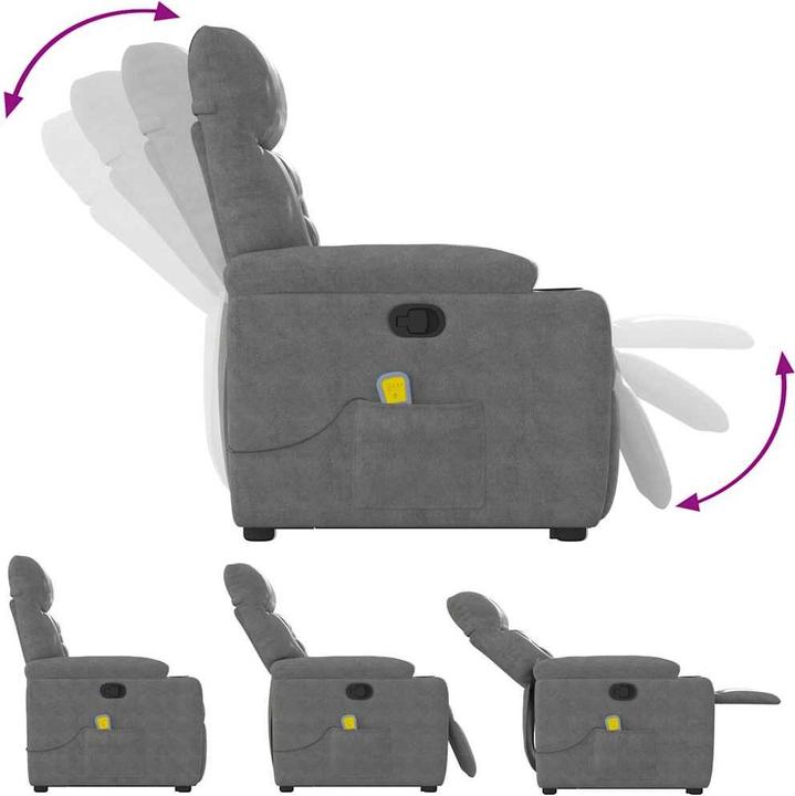 Immagine prodotto VidaXL Poltrona massaggiante con ausilio stand-up in tessuto microfibra grigio scuro Poltrona relax