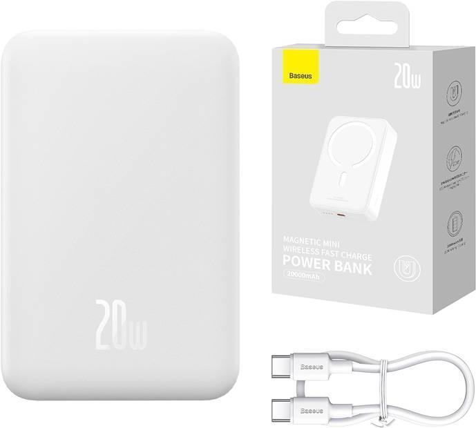 Productafbeelding Baseus Powerbank Magnetic Mini 20000mAh 20W (wit) (20000 mAh, 20 W, 74 Wh)