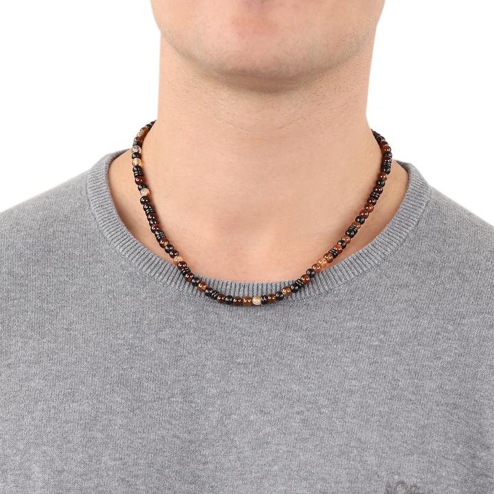 Immagine prodotto S.Oliver Halsschmuck für Herren, Edelstahl, Steel Beads, Achat (Acciaio inossidabile, 5 cm)