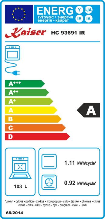 Label énergétique Kaiser HC 93691 IR