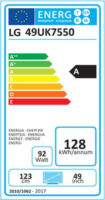 Energie-Label LG TV 49UK7550 (49", LCD, 4K)