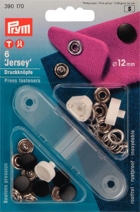 Produktbild Prym Druckknopf Jersey Kappe, schwarz 12 mm, Karte 6 Stk.