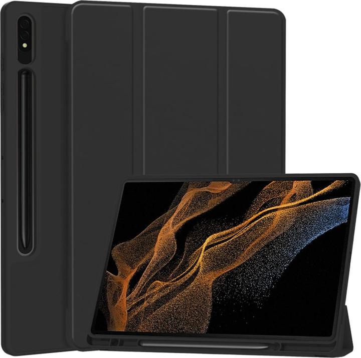 Techsuit - Flex Trifold (with Pencil Holder) - Samsung Galaxy Tab S8 Ultra - Black (Galaxy Tab S8 Ultra)