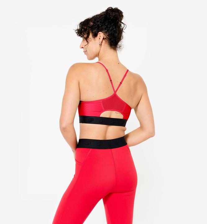Image du produit Domyos Brassière bretelles fines croisées maintien léger Femme, Rouge (L)