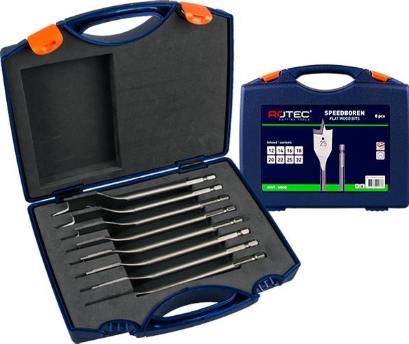 Rotec 900.1022K Schnellbohrer-Set 8-teilig im Koffer (12, 14, 16, 18, 20, 22, 25 and 32 mm)