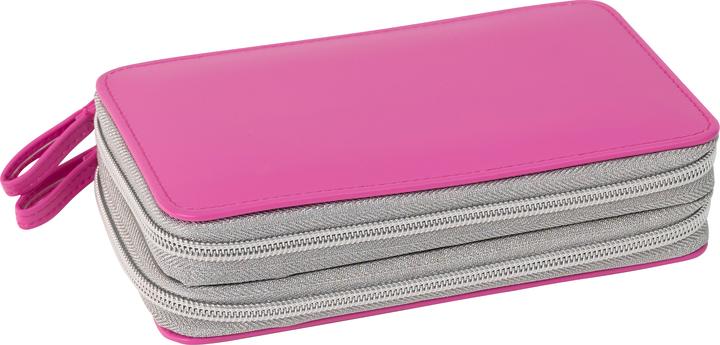 Magni EBERHARD FABER Schüleretui Doppeldecker Leder gefüllt pink 24 Teile