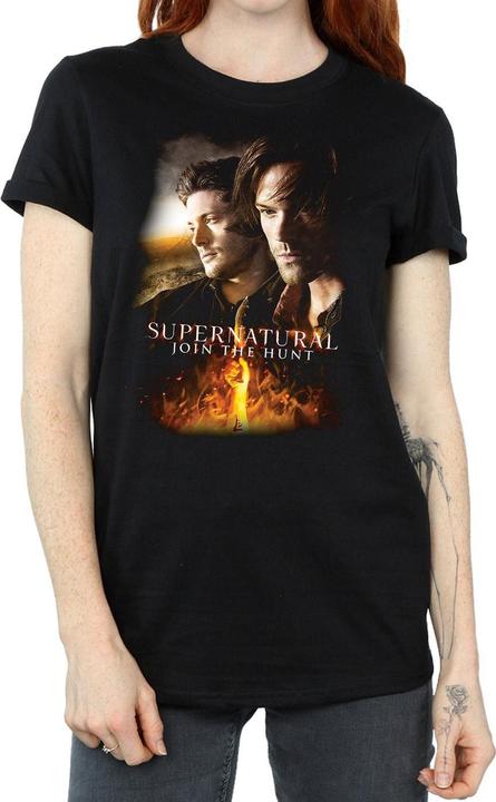 Image du produit Supernatural Femme/Ladies Flaming Poster Cotton Boyfriend T-Shirt (M)