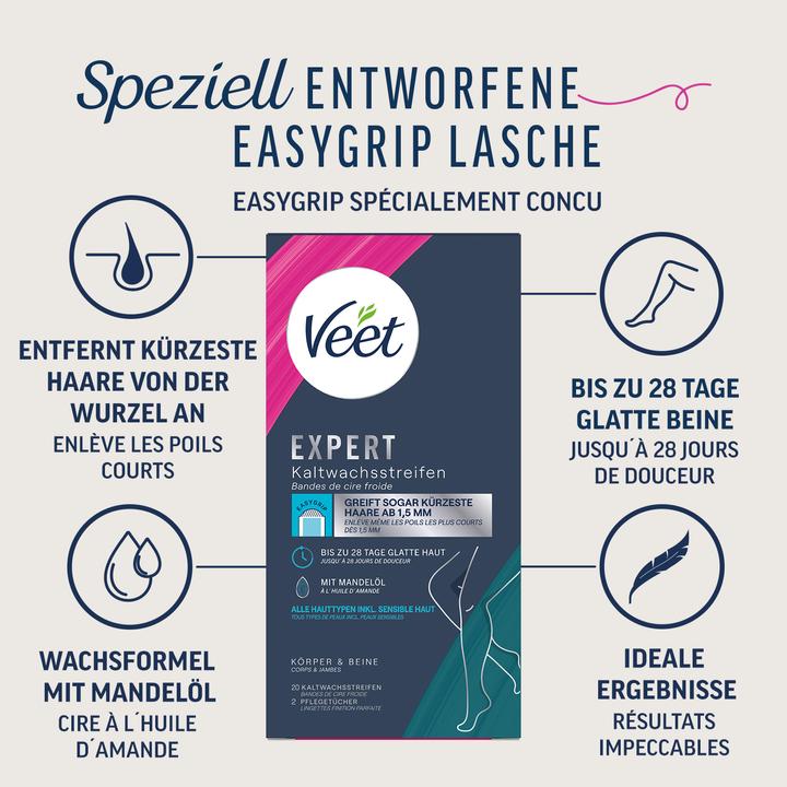 Actual product image Veet Expert cold wax strips legs & body (441.75 ml, 20 x, 46 g)
