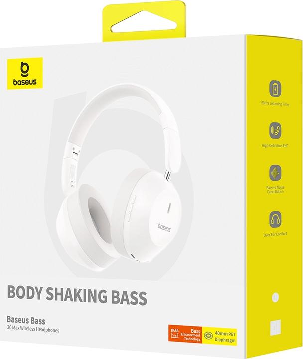 Actual product image Baseus Boss 30 Max Wireless Headphones (white) (NC, 50 h, Wireless)