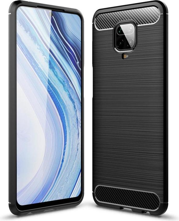 Actual product image Cover-Discount Xiaomi Redmi Note 9 Pro - Silicone Case Metal Carbon Look Black