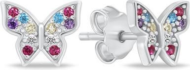 Brilio Silver - Silver earrings with colored zircons EA1045WRBW