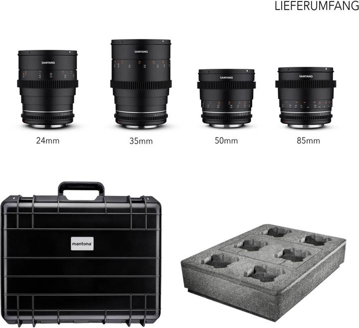Produktbild Samyang MF 24/35/50/85 MK2 VDSLR Kofferset Sony E (Sony E, Vollformat)