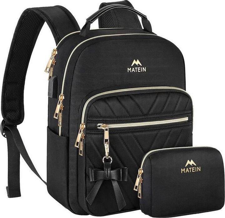Matein Women's 10.5" travel backpack with makeup bag 1342 Black (13 l)