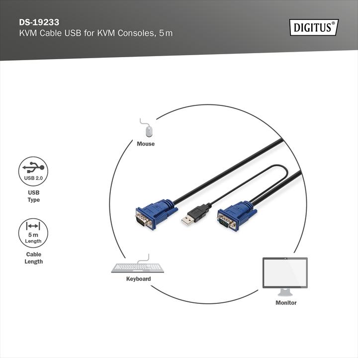 Actual product image Digitus KVM cable for KVM consoles,5m