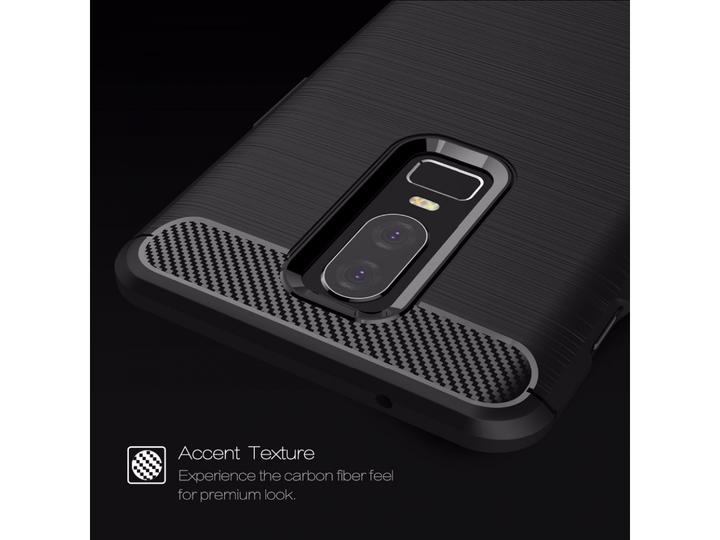 Productafbeelding Screenguard OnePlus 6 Cover Koolstof Geborsteld Zacht TPU (OnePlus 6)