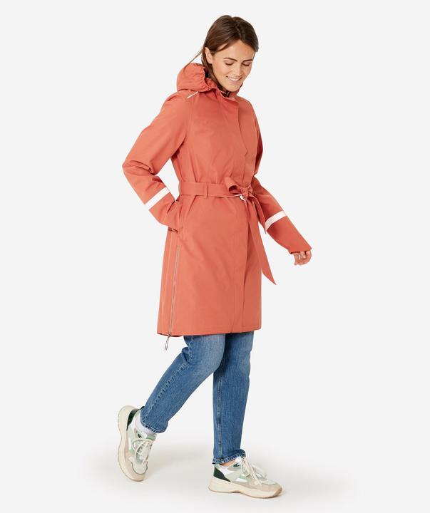 Actual product image Btwin Rain trench coat City 940 waterproof ladies terracotta (M)