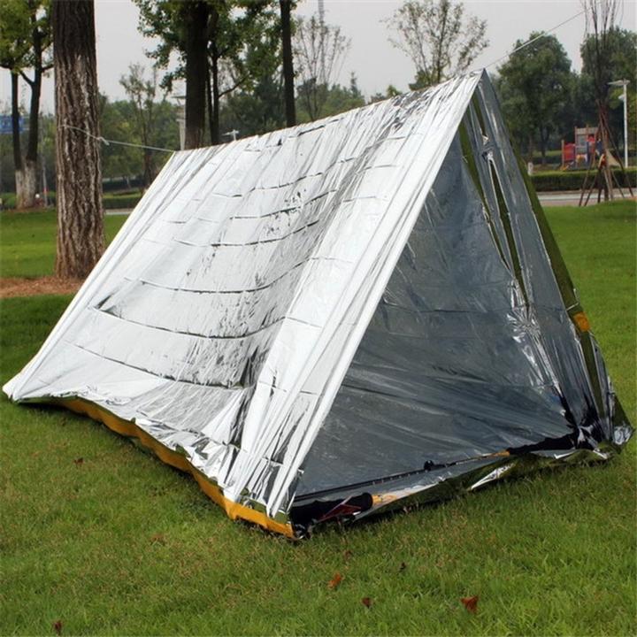 Produktbild König Design Notfall Zelt Prepping Survival Outdoor Auto Überleben Wandern Notzelt Silber Neu (2 Personen)