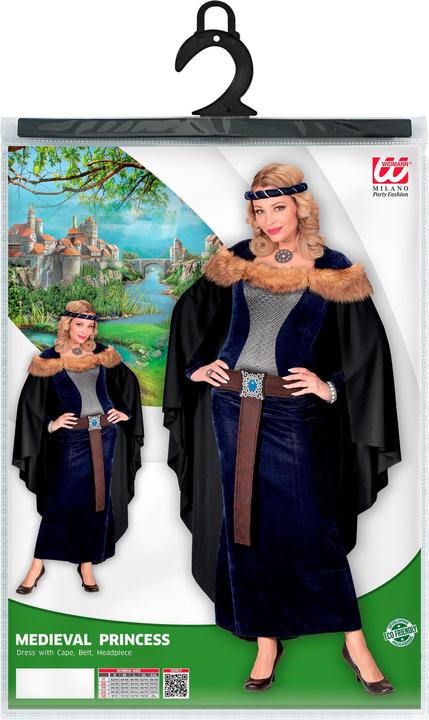 Actual product image Widmann Mittelalter Prinzessinen Kleid mit Umhang, Gürtel, Kopfschmuck (XXL)