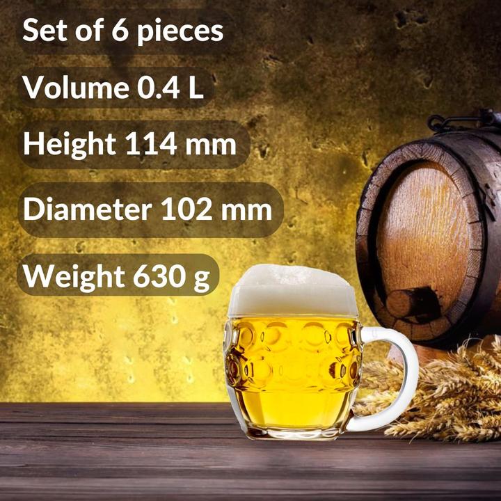 Actual product image Ich-zapfe Beer glass, beer mug set of 6, Tübinger - 0.4 litres (0.40 l, 6 x)