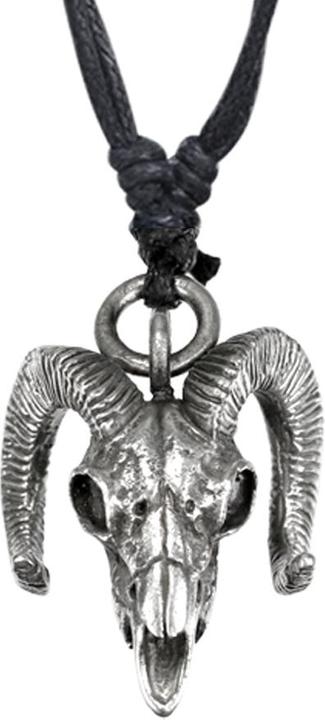 Immagine prodotto Star Piercing Collana nera con ciondolo in argento con teschio di stambecco (Ottone)
