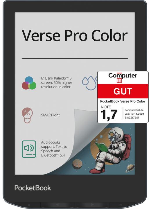 Immagine prodotto PocketBook Verse Pro Colour + Cover a conchiglia nera da 6" (6", Nero)
