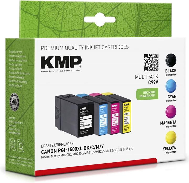Image du produit KMP Tinte remplacé PGI1500XLBK, C, M, Y (9182B004) (M, C, Y, CF)