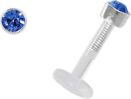 Bijouteria Piercing für Lippe/Tragus (Bioplast, Silber 925, Swarovski Kristall)