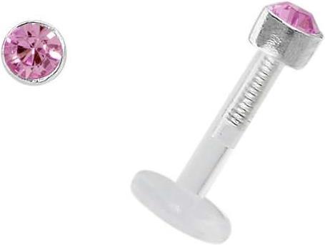 Bijouteria Piercing für Lippe/Tragus (Bioplast, Silber 925, Swarovski Kristall)
