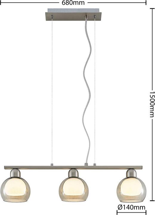 Actual product image Lucande Kaiya 3 pendant light L14 nickel (E14)