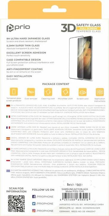 Produktbild prio 3D Displayschutzglas für Samsung A21s schwarz (1 Stück, Samsung Galaxy A21s)