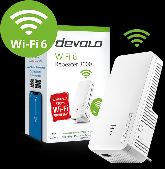 Productafbeelding Devolo WiFi 6 Repeater 3000 (2402 Mbit/s, 574 Mbit/s)