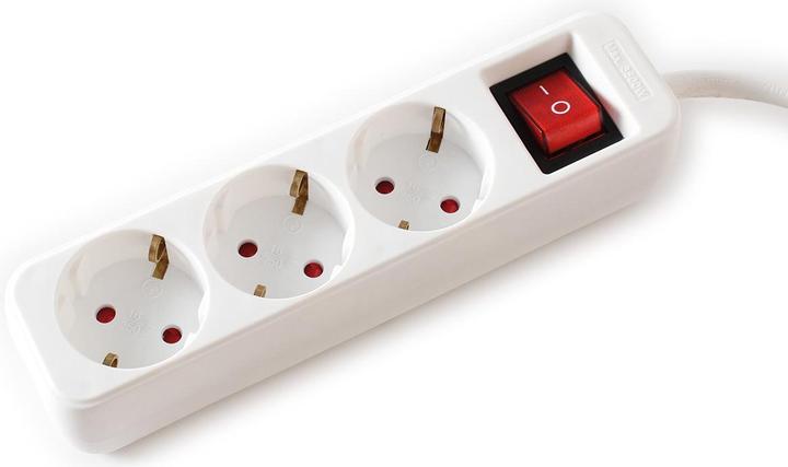 Actual product image Value 3-way power strip with switch, white, 10m (3 x, CEE 7/3, 10 m)