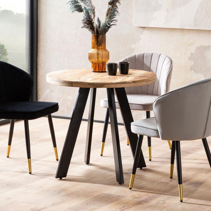Produktbild FineBuy Esszimmertisch Esstisch 80 cm Mango Holz Massiv Küchentisch Rund Modern (80 x 80 x 75 cm)