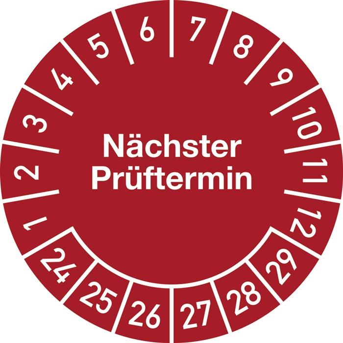 Promat Multi-year inspection sticker Ø 20 mm Next inspection date 2024 - 2029 Foil
