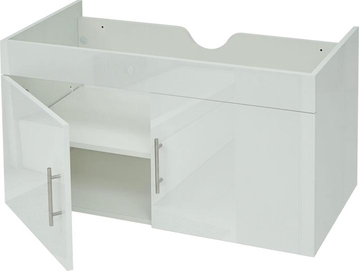 Mendler Mobiletto per lavabo, mobile base per lavabo Mobili da bagno, bianco lucido 90 cm