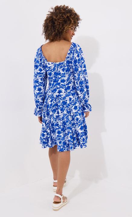 Actual product image Joe Browns Tasselled Grecian Floral Long Sleeve Mini Dress