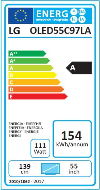 Energie-Label LG OLED55C9 (55", OLED, 4K, 2019)