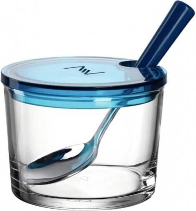 Produktbild Montana: Marmeladendose Brunch mit Löffel, Transparent/Blau (0.22 l)