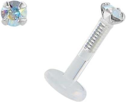 Bijouteria Piercing für Lippe/Tragus (Bioplast, Silber 925, Swarovski Kristall)