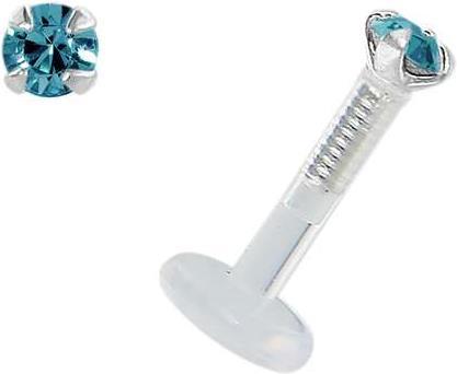 Bijouteria Piercing für Lippe/Tragus (Bioplast, Silber 925, Swarovski Kristall)