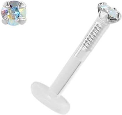 Bijouteria Piercing für Lippe/Tragus (Bioplast, Silber 925, Swarovski Kristall)