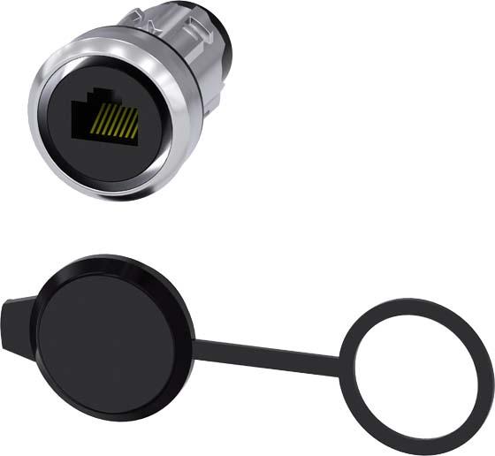 Actual product image Siemens RJ45 connection 22 mm metal shiny silver