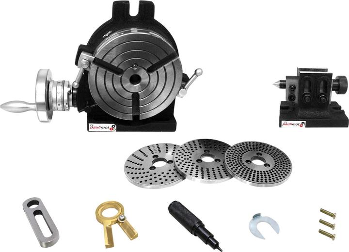 Actual product image Paulimot Teilapparat-Set mit Rundtisch Ø 150 mm, Reitstock und Teilscheiben